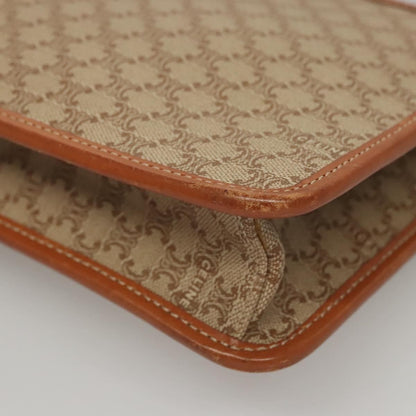 Celine Vintage Macadam Shoulder Bag Canvas and Leather, BEIGE, CANVAS, Shoulder bag