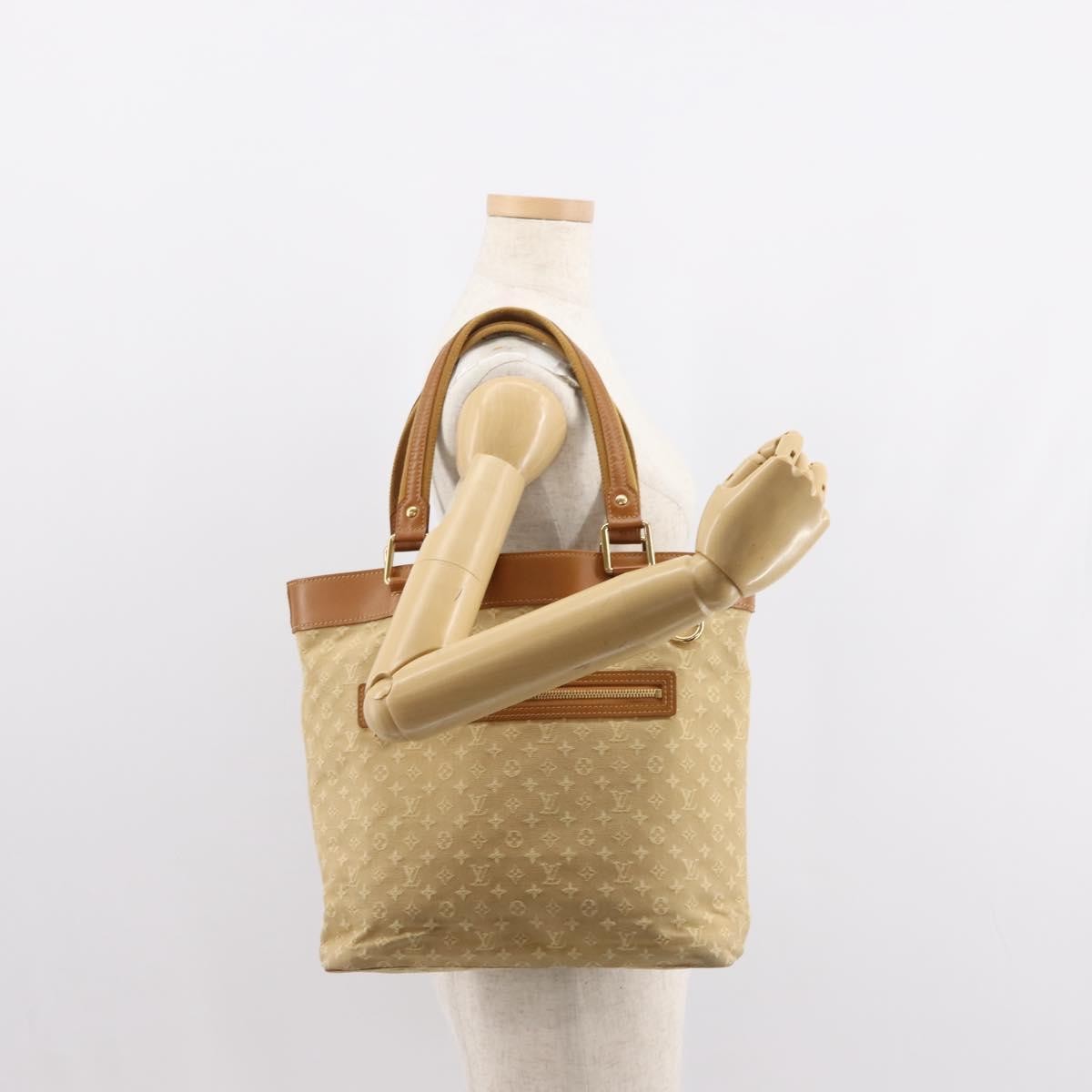 Louis Vuitton Lucille Handbag Mini Lin, BEIGE, CANVAS, Tote bag