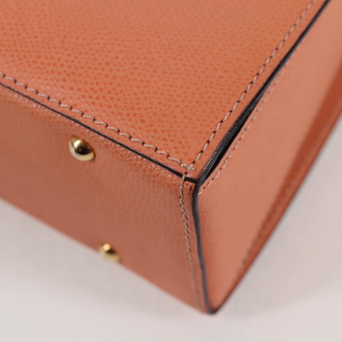 Celine Vintage Convertible Turnlock Top Handle Bag Leather, ORANGE, LEATHER, Handbag