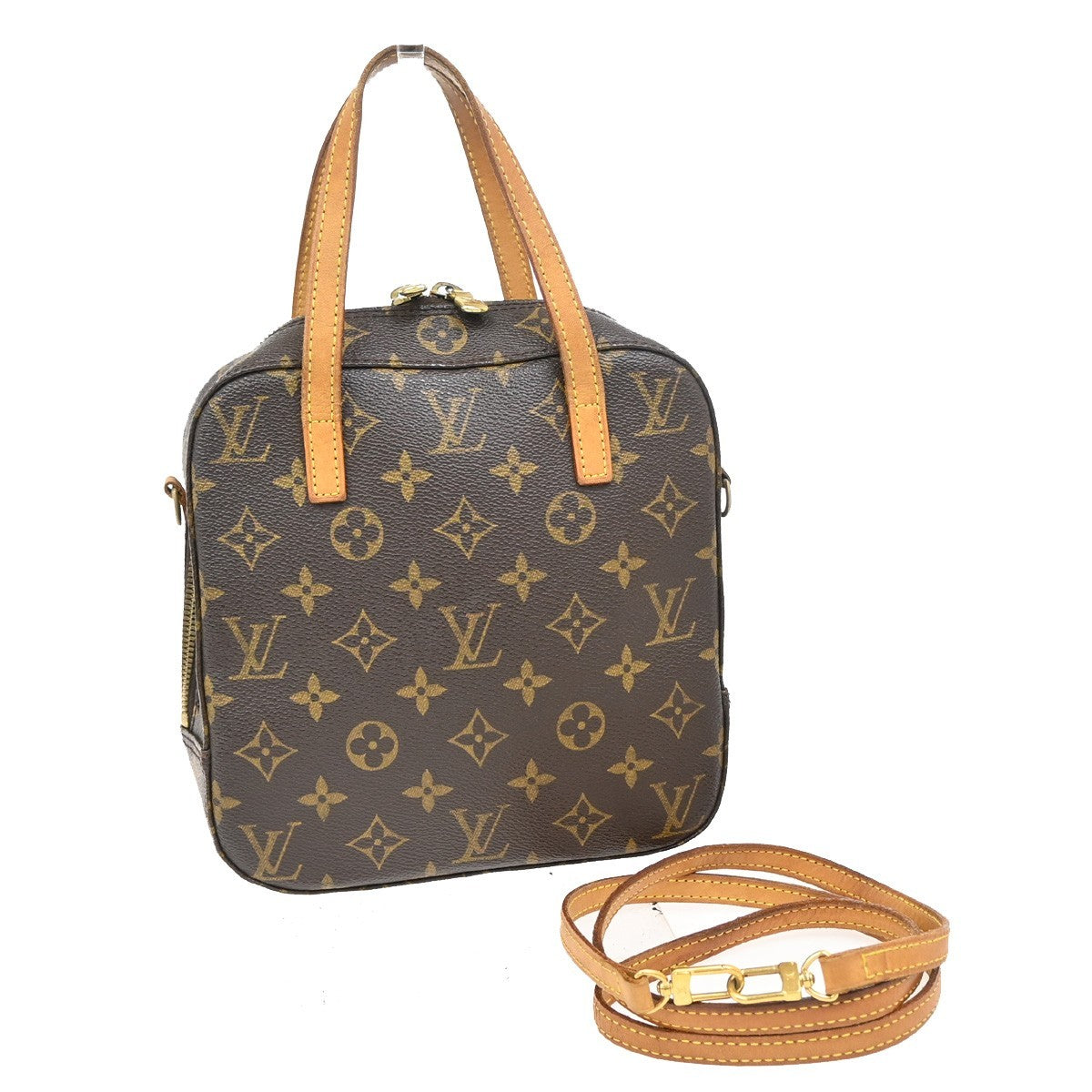 Louis Vuitton Spontini Handbag Monogram Canvas, BROWN, CANVAS, Handbag