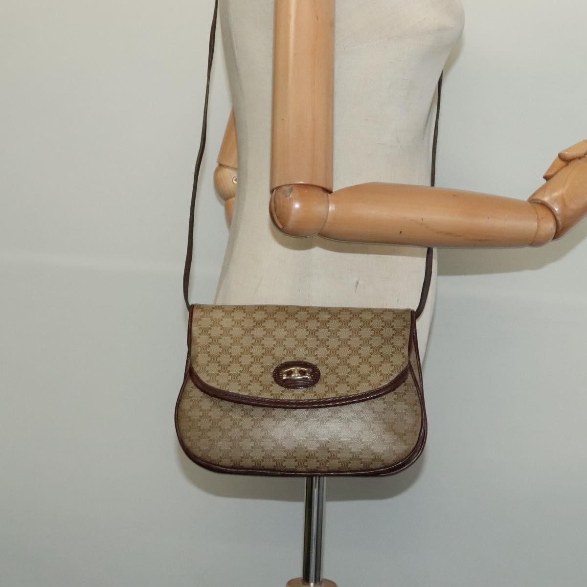 Celine Macadam Shoulder Bag PVC Leather, BEIGE, CANVAS, Shoulder bag