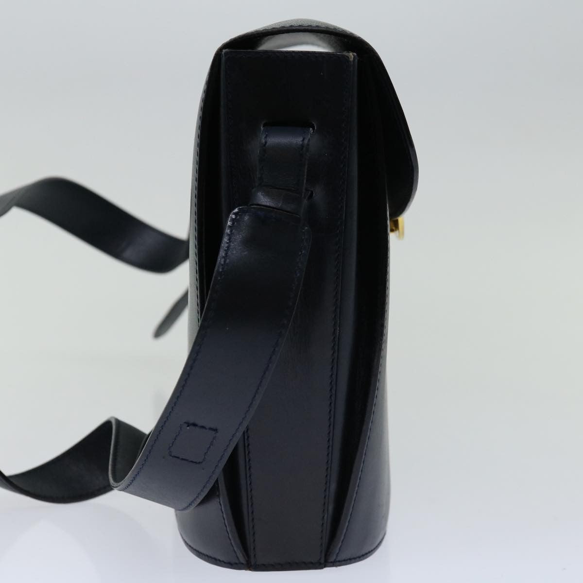 Celine Vintage Circle Logo Crossbody Bag Leather, NAVY, LEATHER, Crossbody bag