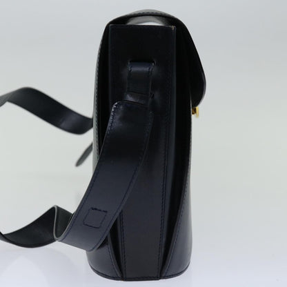 Celine Vintage Circle Logo Crossbody Bag Leather, NAVY, LEATHER, Crossbody bag