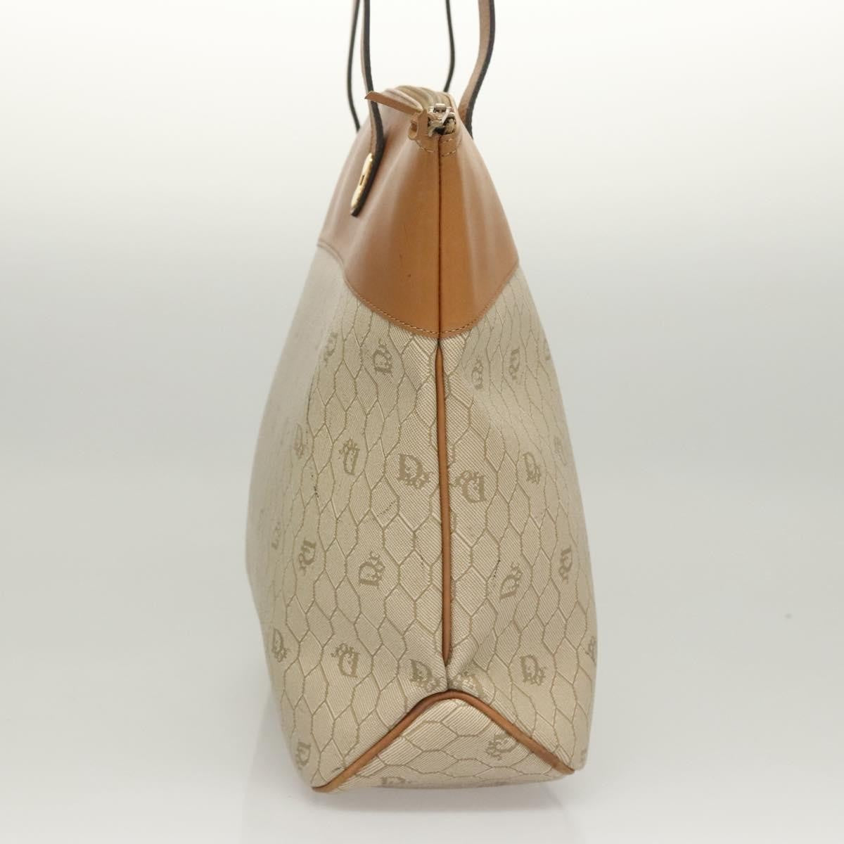 Christian Dior Vintage Honeycomb Tote Bag Canvas and Leather, BEIGE, CANVAS, Tote bag