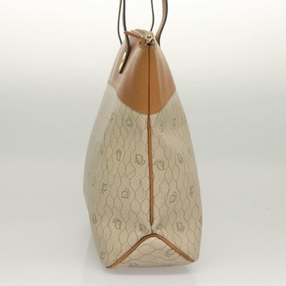 Christian Dior Vintage Honeycomb Tote Bag Canvas and Leather, BEIGE, CANVAS, Tote bag