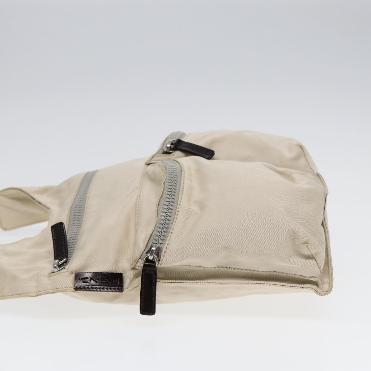 Fendi Vintage Double Pocket Zip Shoulder Bag Canvas, BEIGE, CANVAS, Shoulder bag