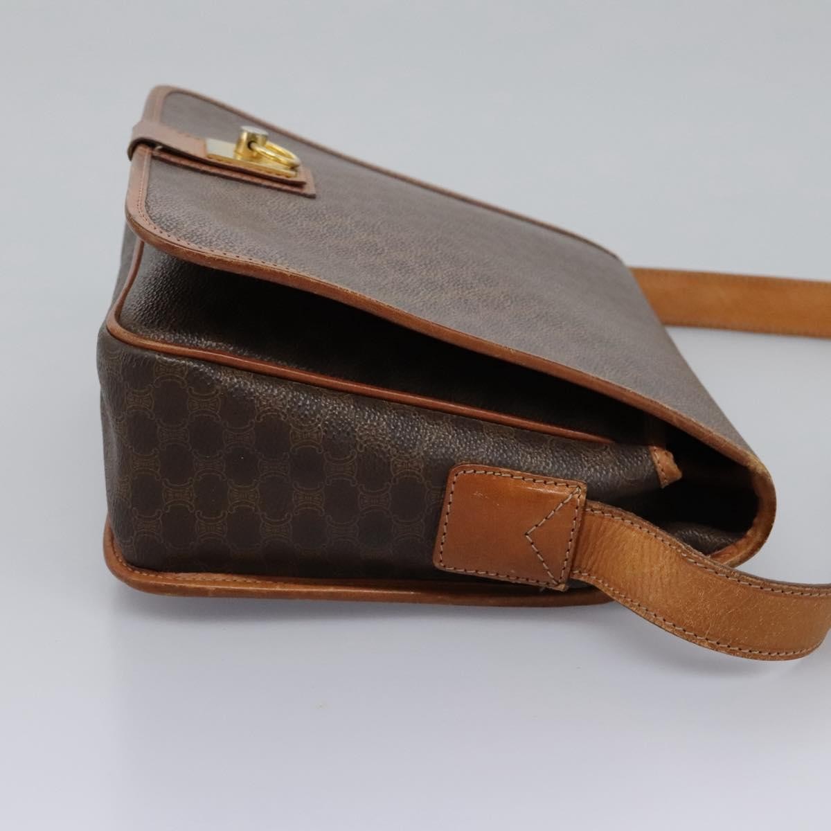 Celine Macadam Shoulder Bag PVC Leather, BROWN, CANVAS, Shoulder bag