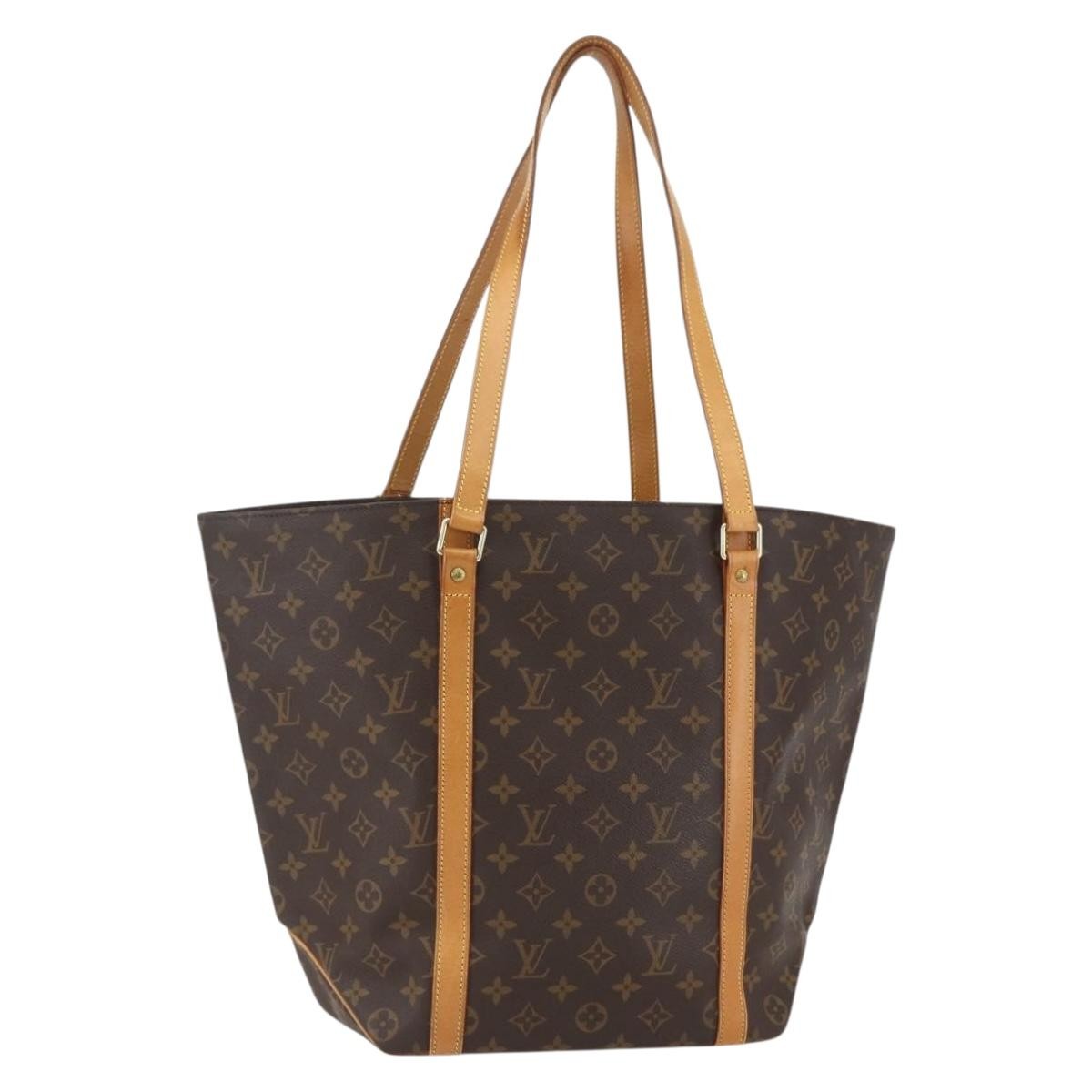 Louis Vuitton Shopping Sac Handbag Monogram Canvas, BROWN, CANVAS, Tote bag