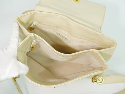 Chanel Vintage Shoulder Bag Leather, ECRU, LEATHER, Shoulder bag