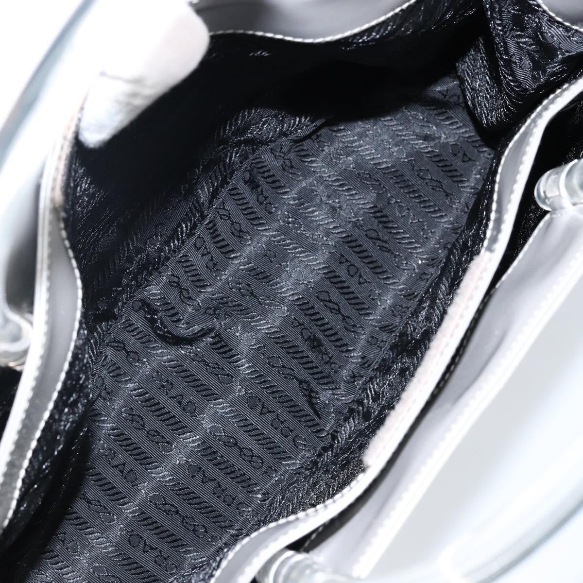 Prada Resin Handle Tote Patent Leather, GRAY, PATENT_LEATHER, Handbag