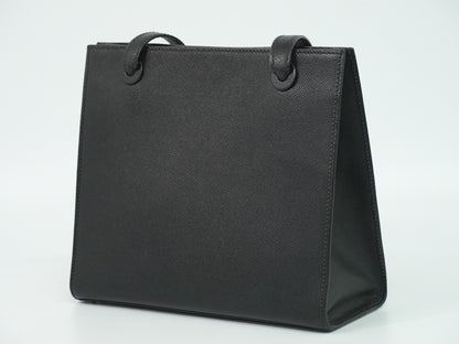 Chanel Vintage Logo Tote Leather, BLACK, LEATHER, Tote bag