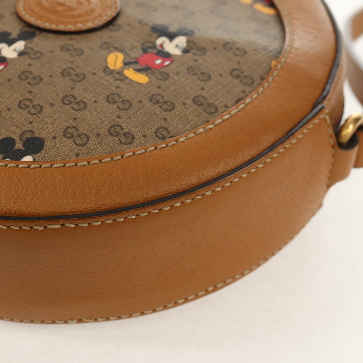 Gucci Disney Mickey Mouse Round Shoulder Bag Printed Mini GG Coated Canvas, BEIGE, CANVAS, Shoulder bag