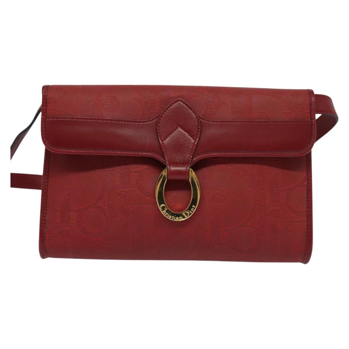 Christian Dior Vintage Trotter Shoulder Bag Canvas, RED, CANVAS, Shoulder bag