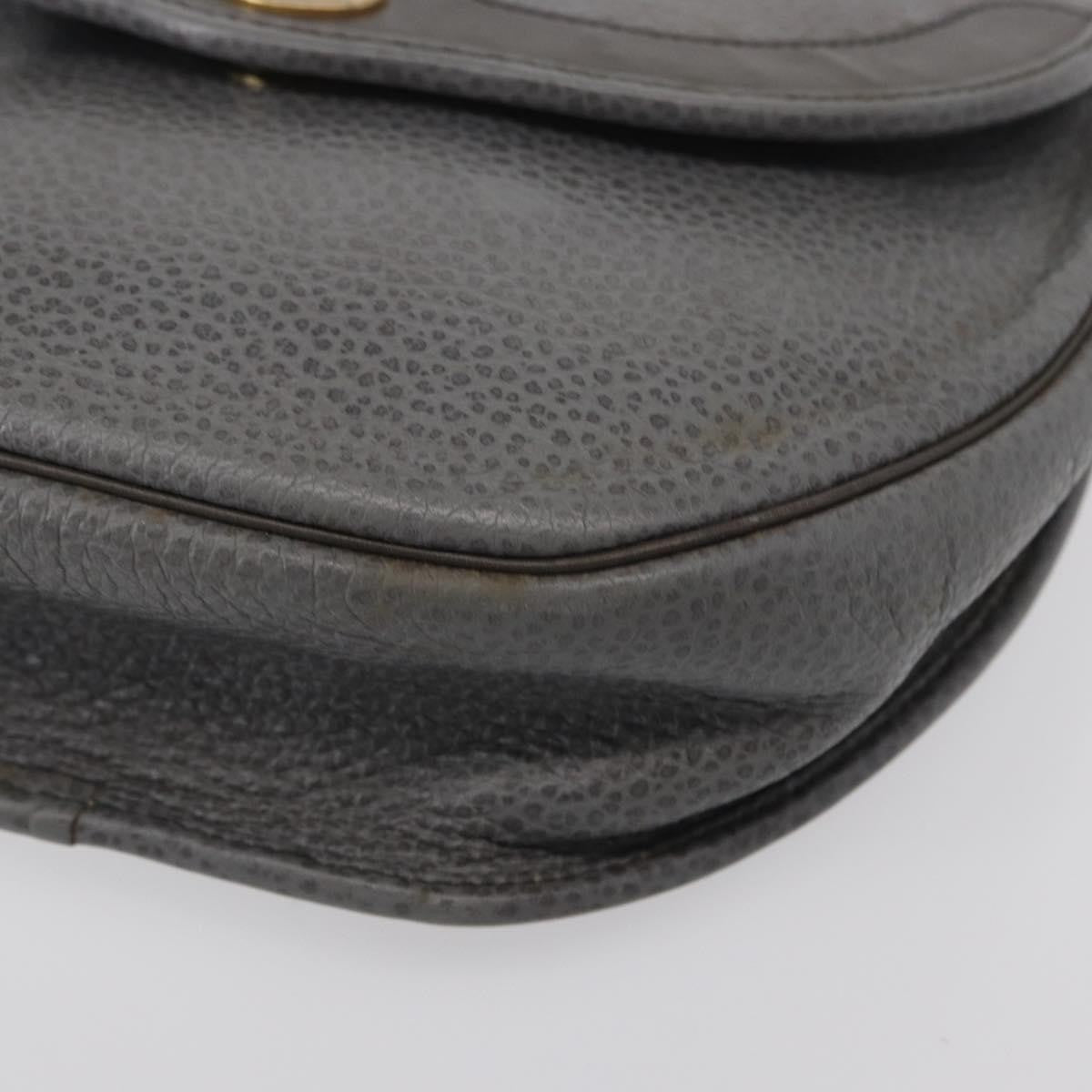 Christian Dior Vintage CD Logo Shoulder Bag Leather, GRAY, LEATHER, Shoulder bag