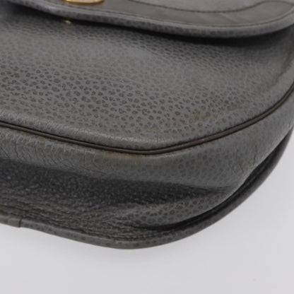 Christian Dior Vintage CD Logo Shoulder Bag Leather, GRAY, LEATHER, Shoulder bag