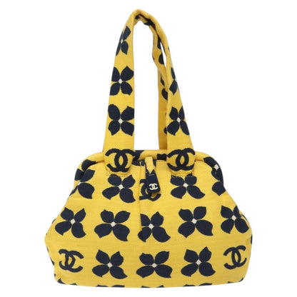 Chanel Vintage Frame Shoulder Bag Printed Canvas, YELLOW, COTTON, Shoulder bag