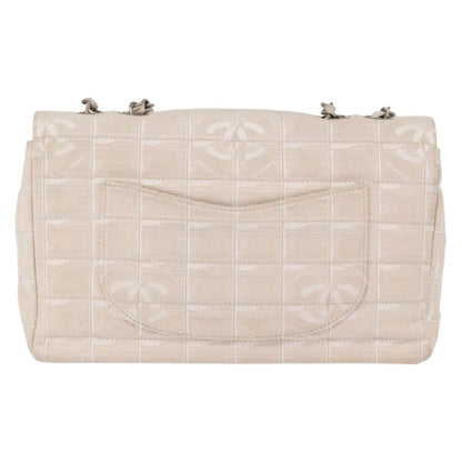 Chanel Travel Line Flap Bag Canvas, BEIGE, CANVAS, Shoulder bag