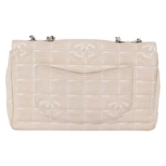Chanel Travel Line Flap Bag Canvas, BEIGE, CANVAS, Shoulder bag