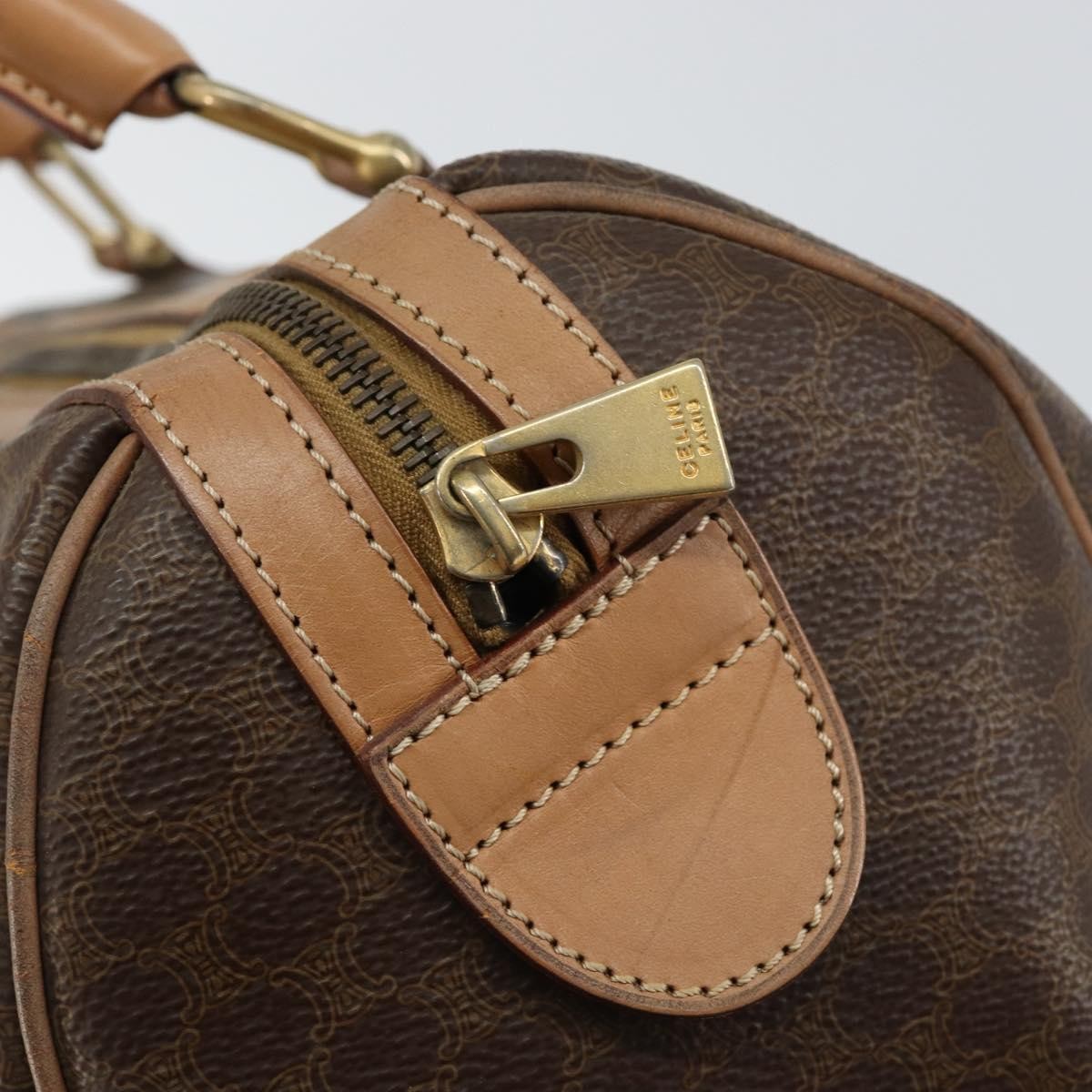 Celine Vintage Macadam Boston bag Canvas, BROWN, CANVAS, Travel bag