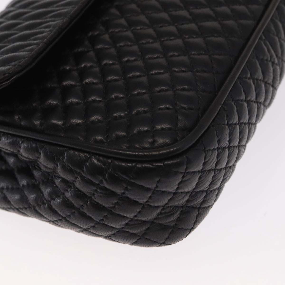 Bally Vintage Chain Shoulder Bag Quilted Leather, BLACK, LEATHER, Shoulder bag