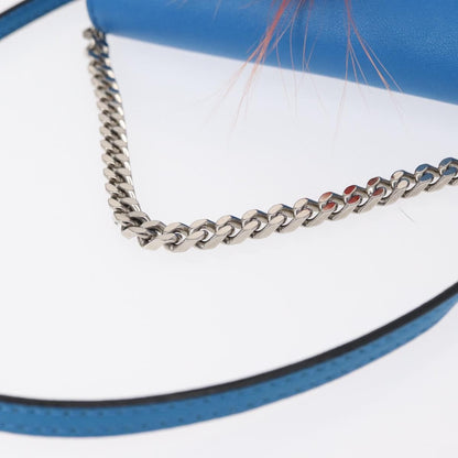 Fendi Monster Baguette Leather and Fur, BLUE, LEATHER, Handbag