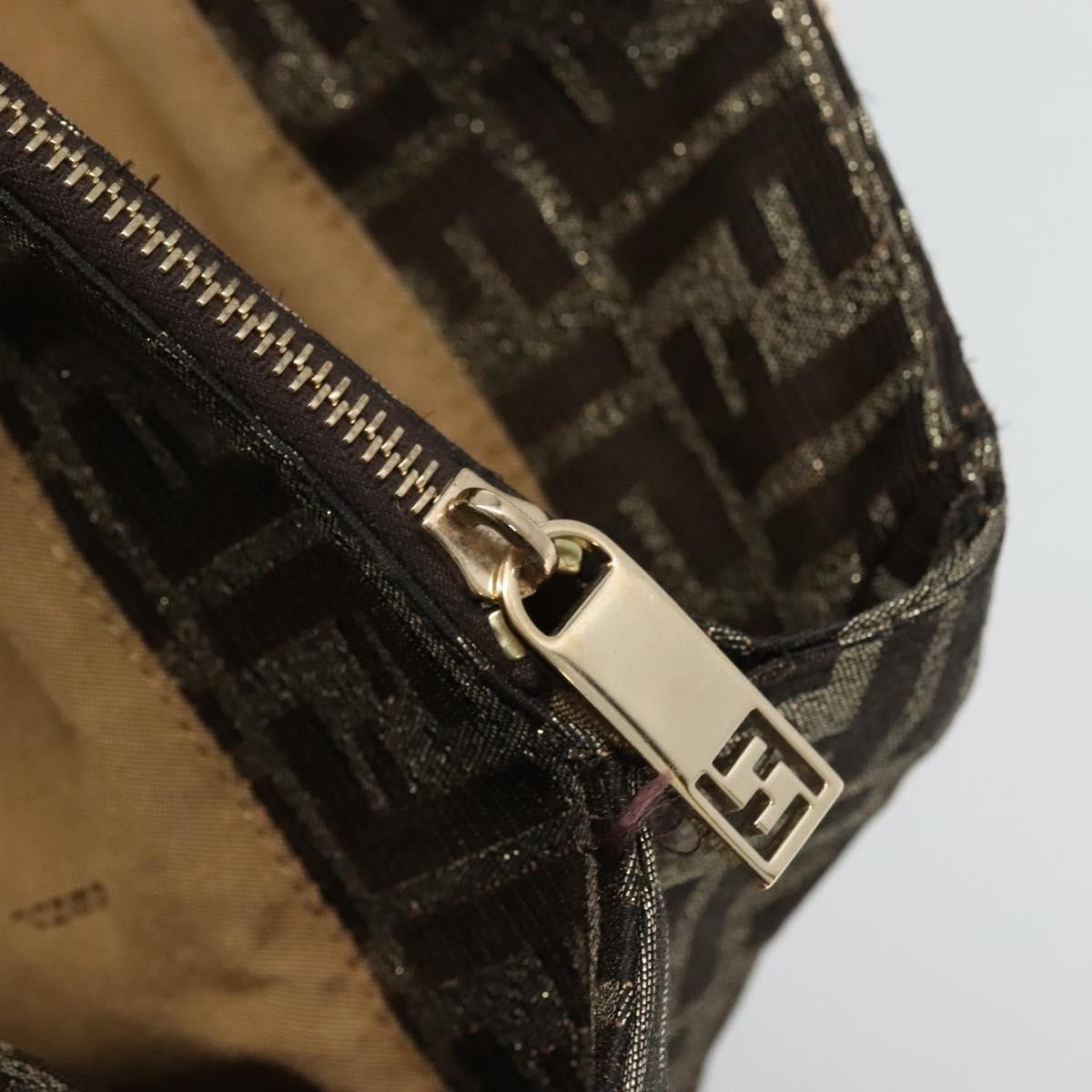 Fendi Mia Tote Metallic Zucca Canvas, BROWN, CANVAS, Tote bag