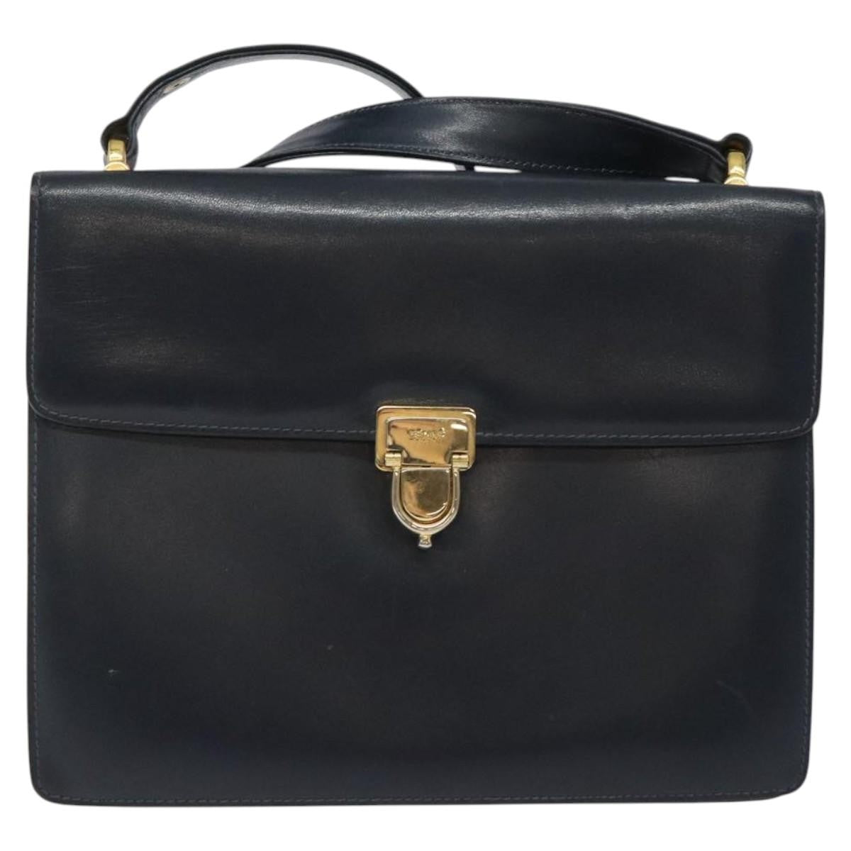 Celine Flap Shoulder Bag Leather, NAVY, LEATHER, Shoulder bag