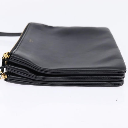 Celine Trio Crossbody Bag Leather, BLACK, LEATHER, Crossbody bag