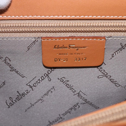 Salvatore Ferragamo Gancini handbag Leather, BROWN, LEATHER, Handbag