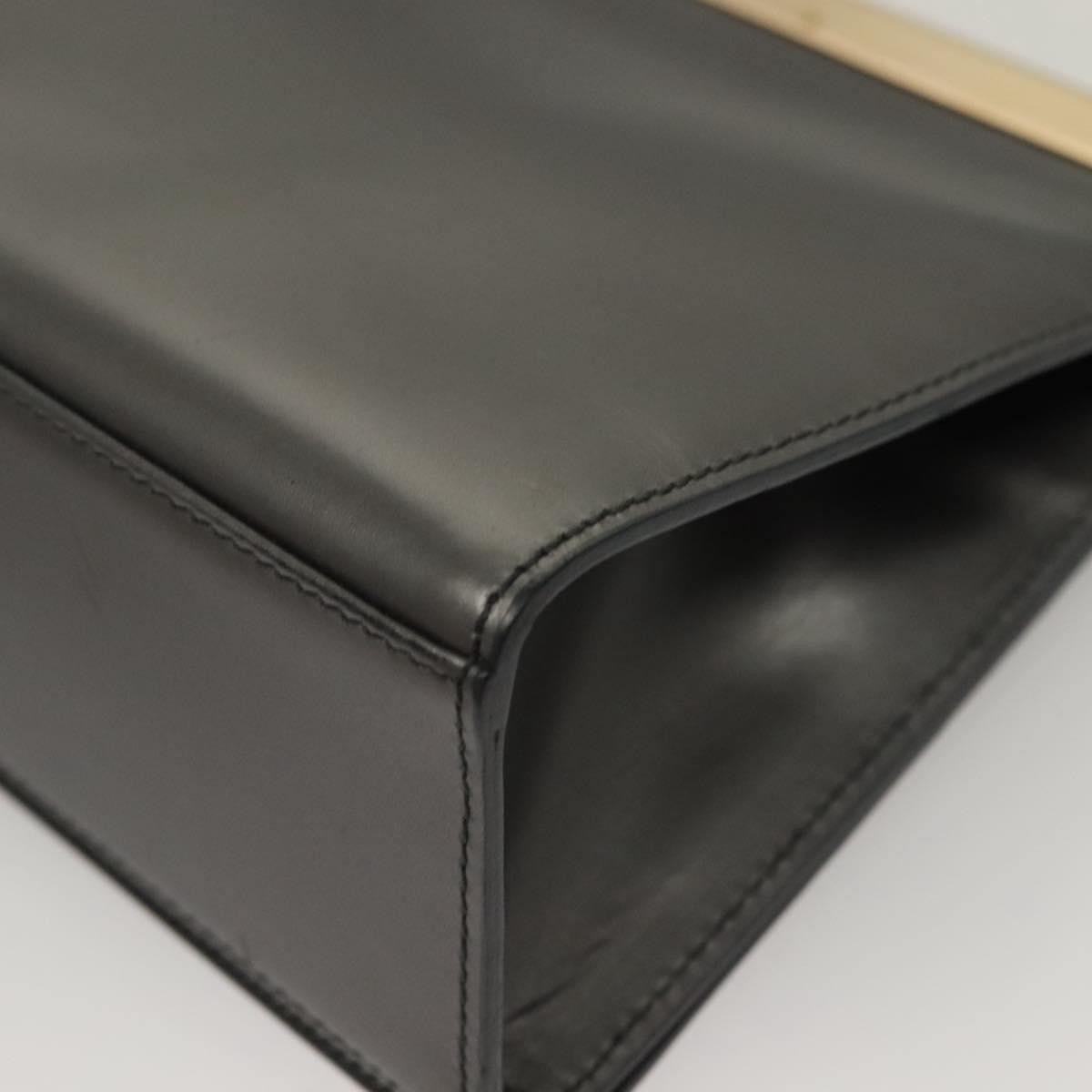 Gucci Vintage Shoulder Bag Leather, GRAY, LEATHER, Shoulder bag