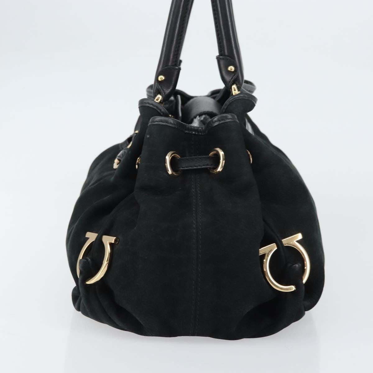 Salvatore Ferragamo Gancini Tote Suede, BLACK, SUEDE, Tote bag