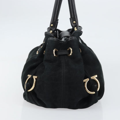 Salvatore Ferragamo Gancini Tote Suede, BLACK, SUEDE, Tote bag