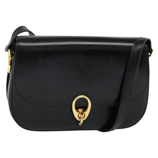 Celine Shoulder Bag Leather, BLACK, LEATHER, Shoulder bag