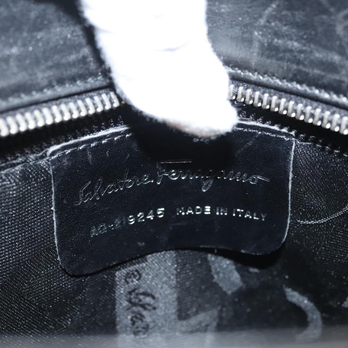 Salvatore Ferragamo Gancini handbag Leather, BLACK, LEATHER, Handbag