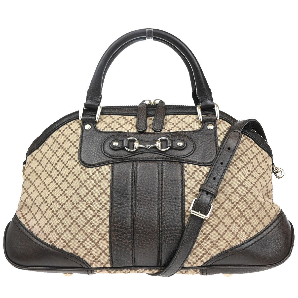 Gucci Vintage Wristlet Clutch Leather, BROWN, CANVAS, Clutche & pouche