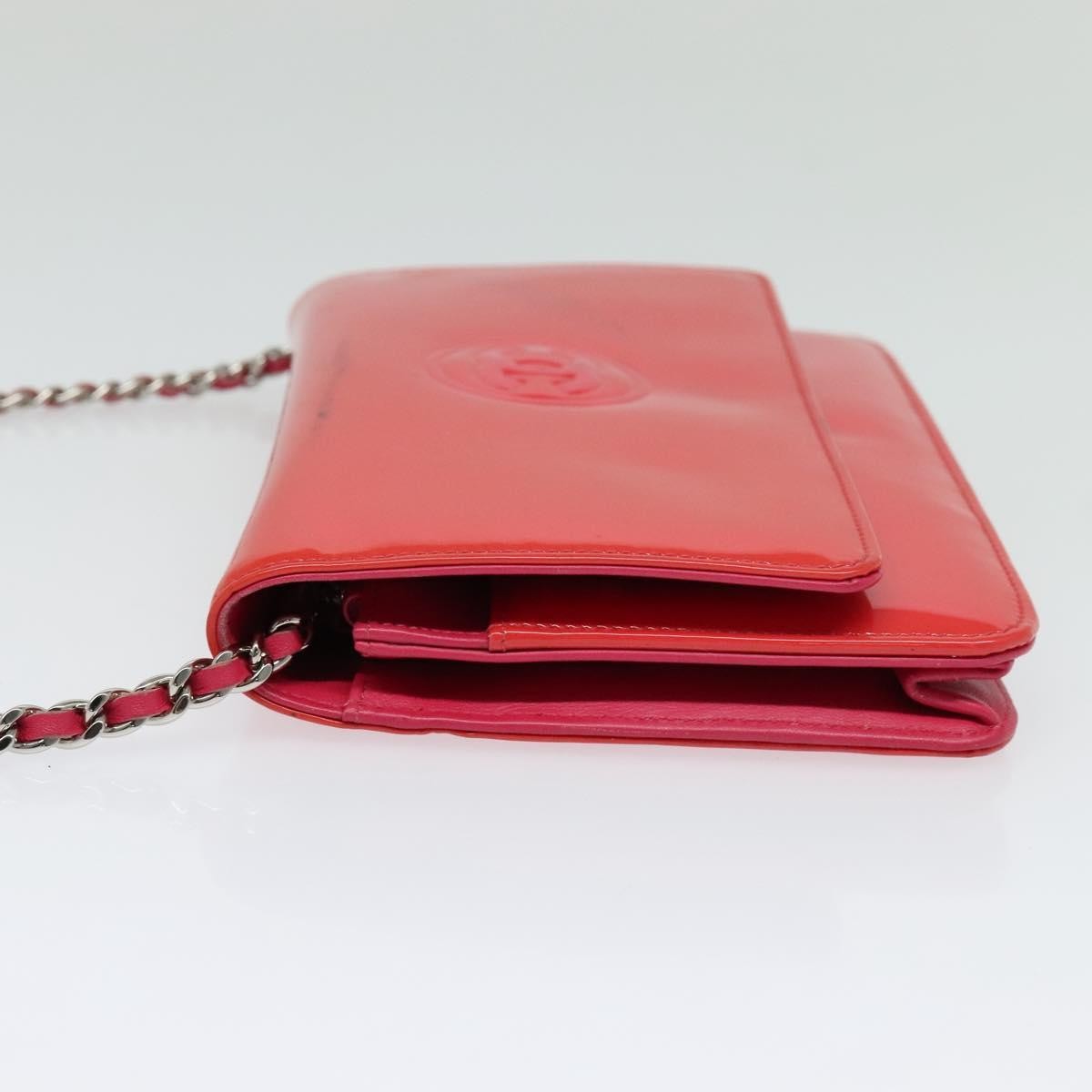 Chanel CC Logo Wallet on Chain Patent, PINK, PATENT_LEATHER, Shoulder bag