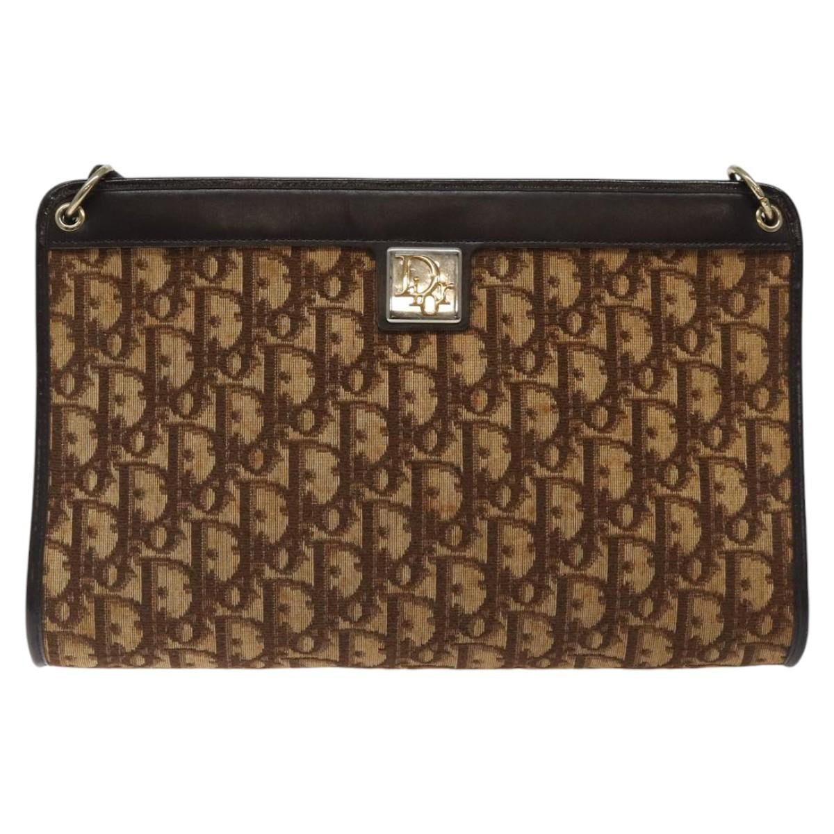 Christian Dior Vintage Trotter Shoulder Bag Canvas, BROWN, CANVAS, Shoulder bag