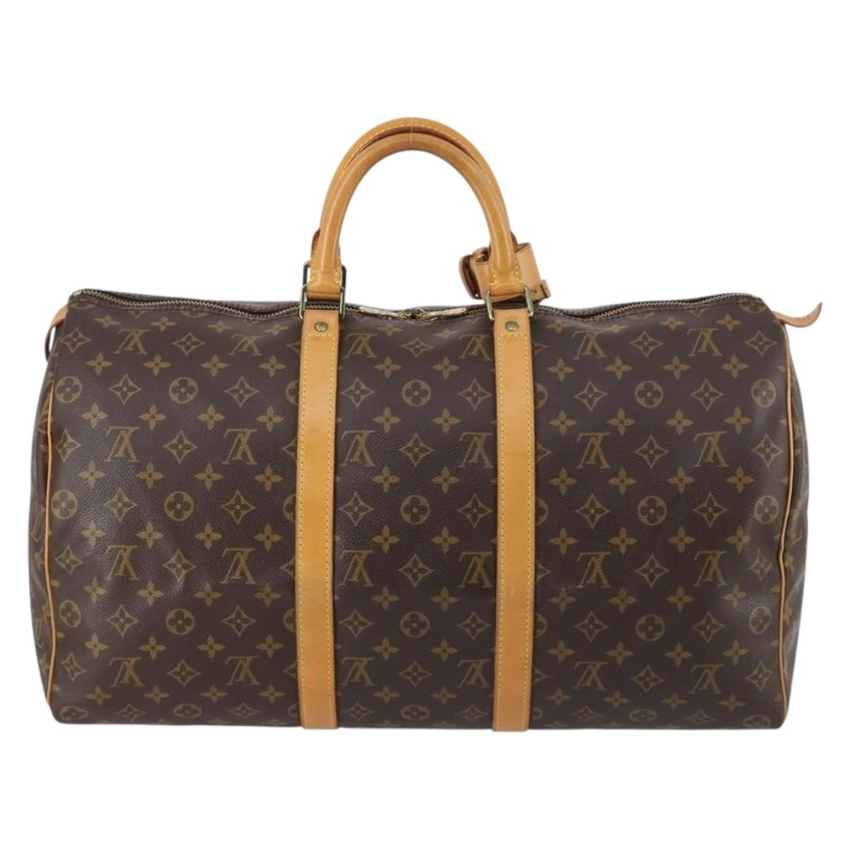 Louis Vuitton Keepall Bag Monogram Canvas, BROWN, CANVAS, Travel bag