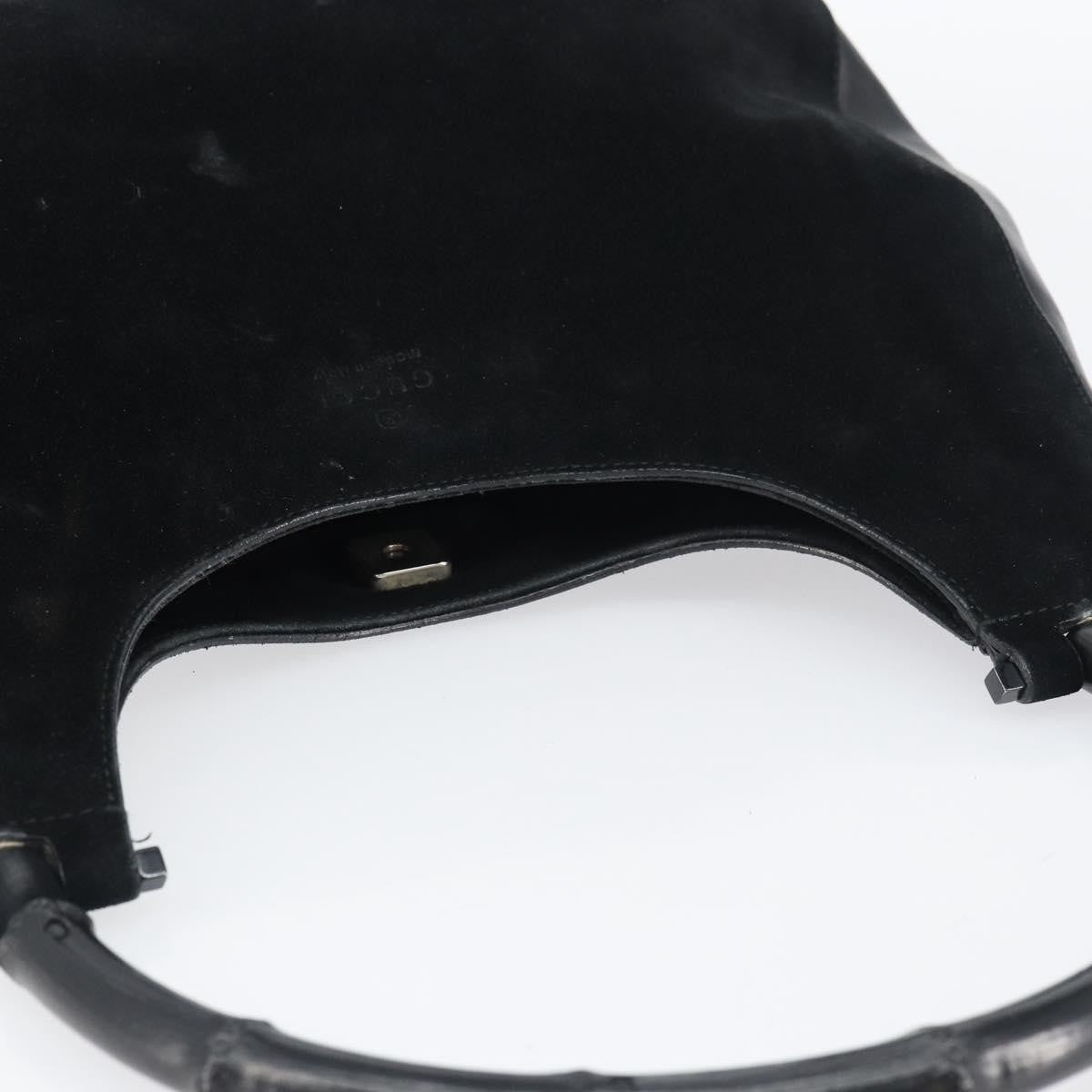 Gucci Vintage Bamboo Handle Bag Suede, BLACK, SUEDE, Handbag