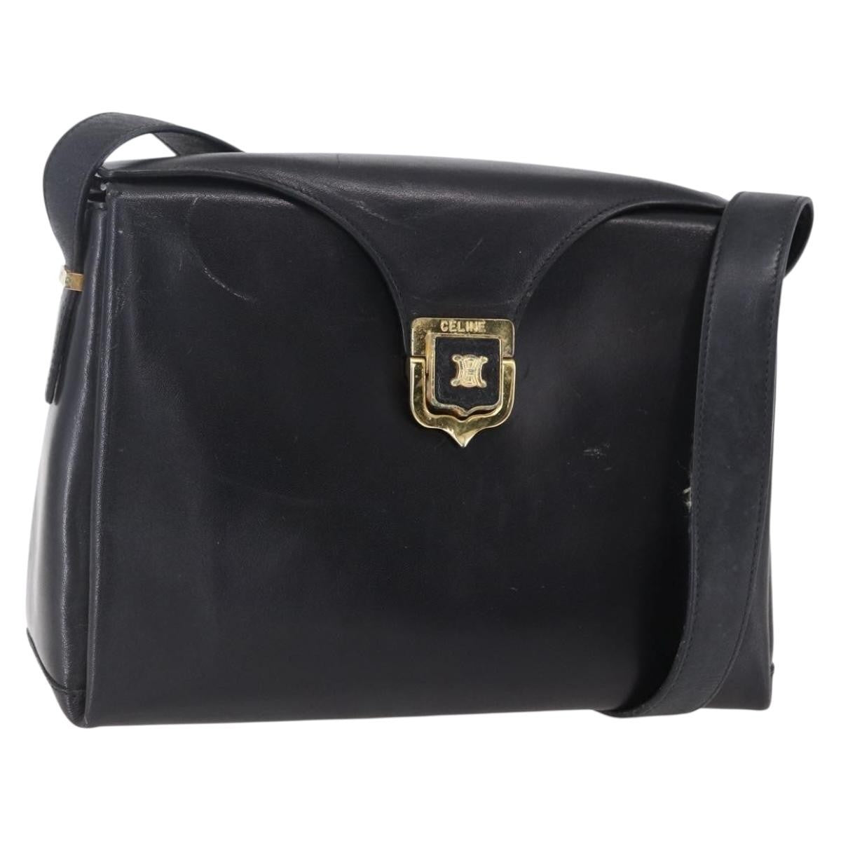 Celine Vintage Shoulder Bag Leather, BLACK, LEATHER, Shoulder bag