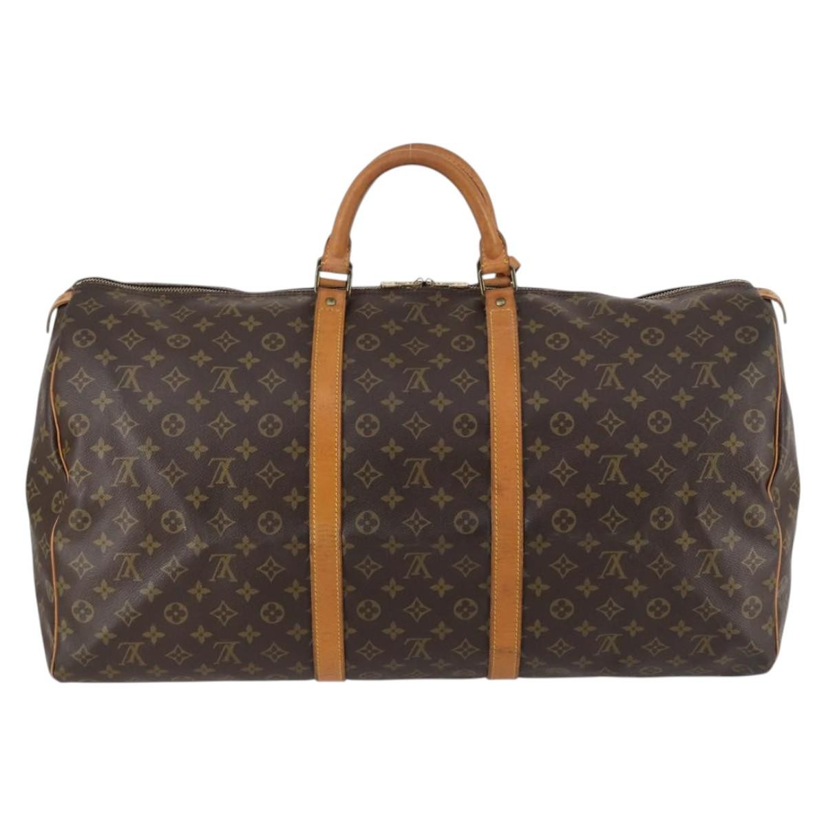 Louis Vuitton Keepall Bag Monogram Canvas, BROWN, CANVAS, Travel bag