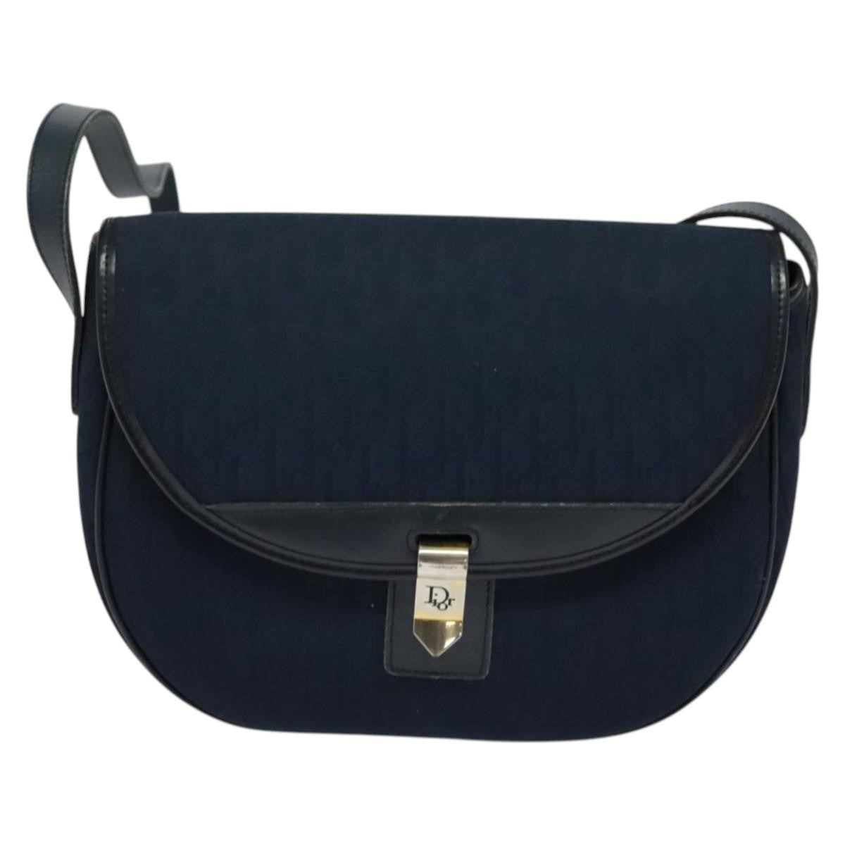 Christian Dior Vintage Trotter Shoulder Bag Canvas, NAVY, CANVAS, Shoulder bag