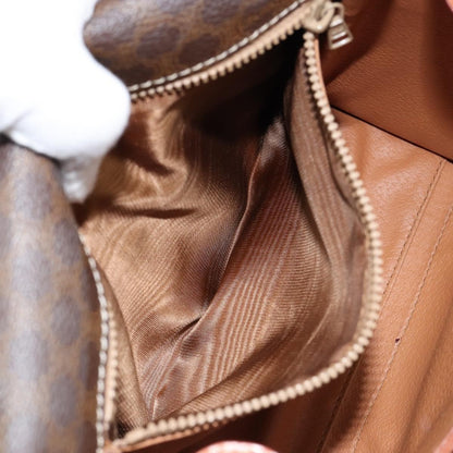 Celine Vintage Macadam Circle Logo Shoulder Bag Canvas and Leather, BROWN, CANVAS, Shoulder bag