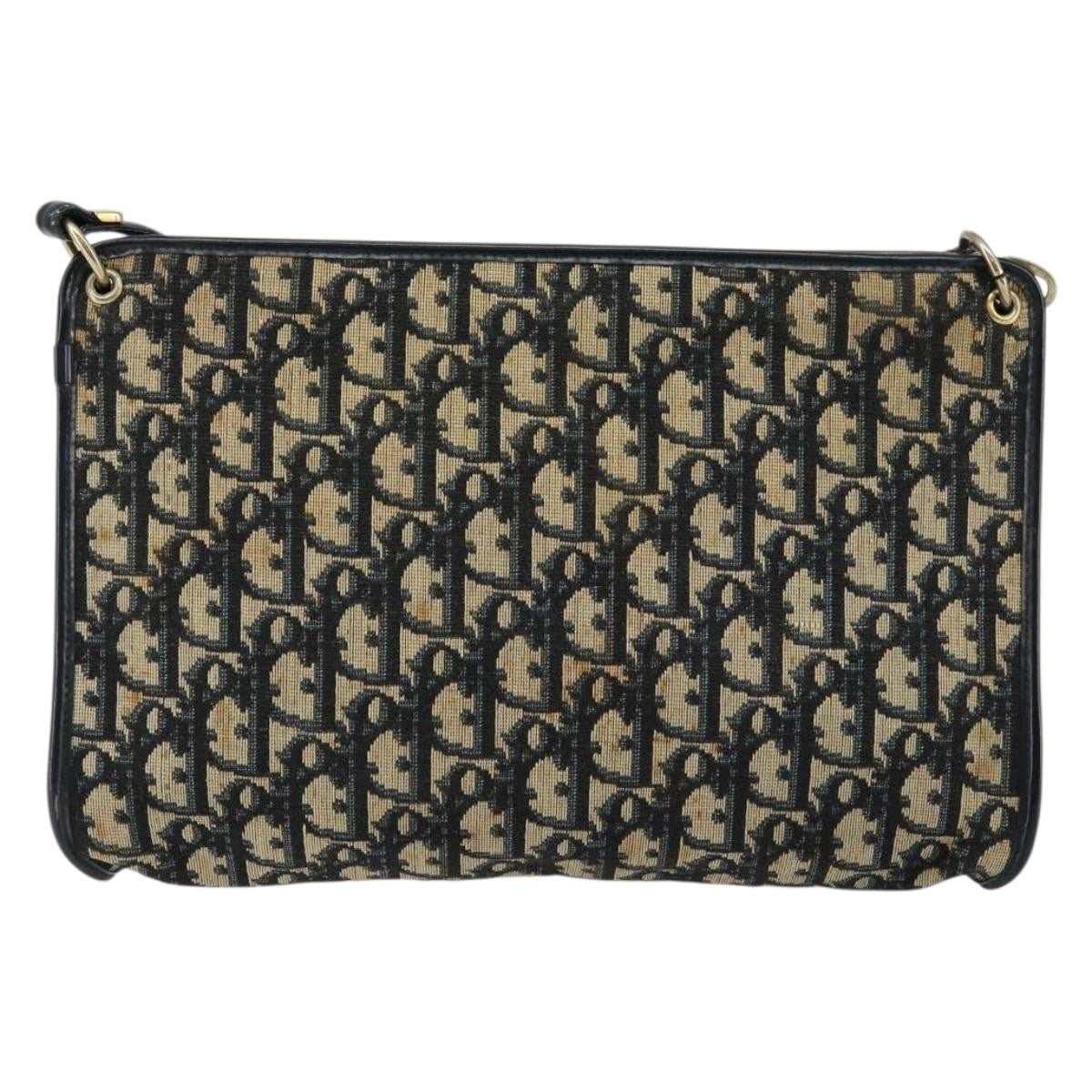 Christian Dior Vintage Trotter Shoulder Bag Canvas, NAVY, CANVAS, Shoulder bag