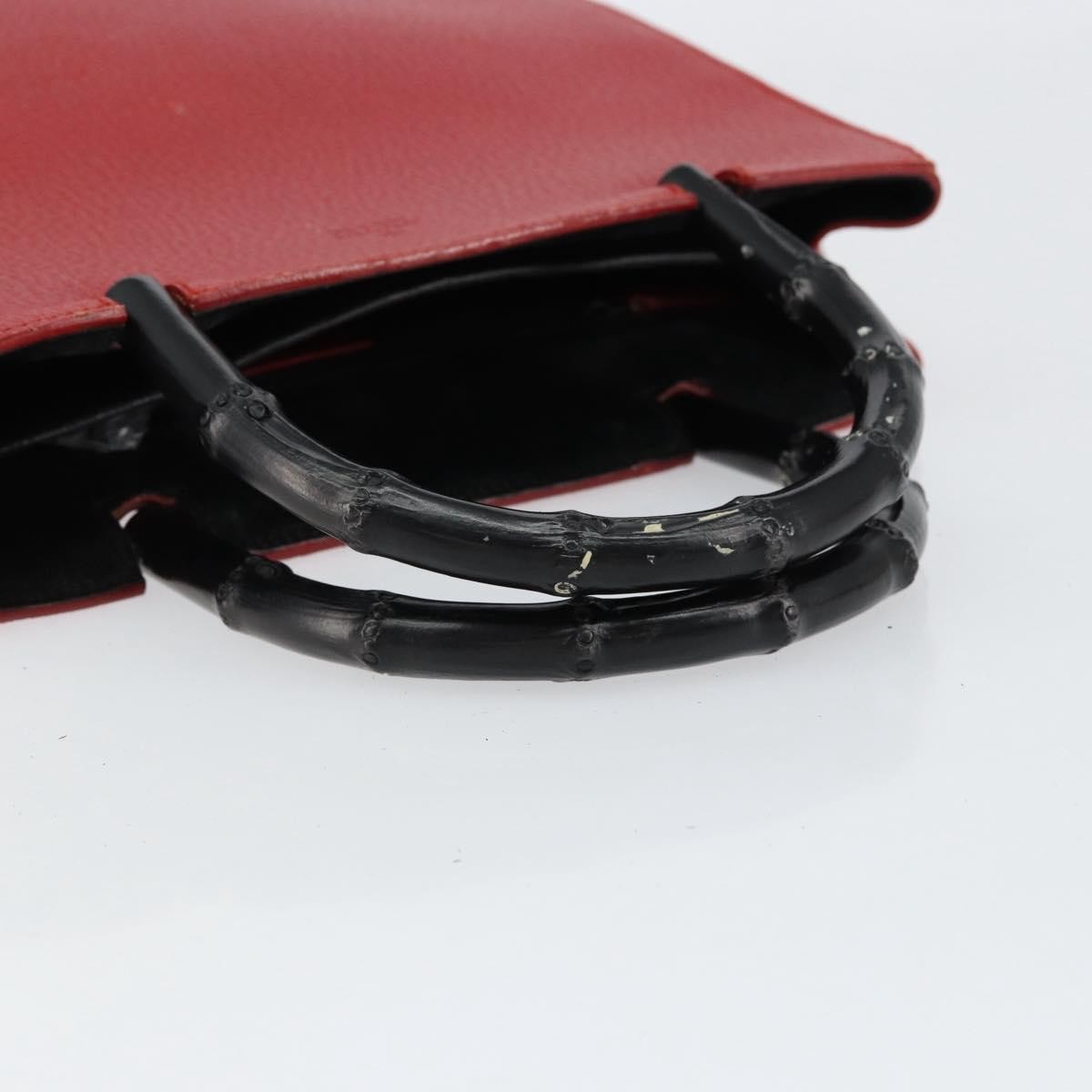 Gucci Vintage Bamboo Handle Bag Leather, RED, LEATHER, Handbag