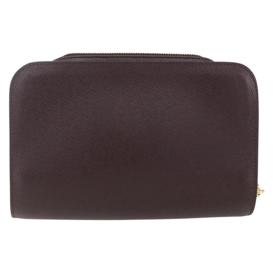 Louis Vuitton Pochette Baikal Clutch Taiga Leather, BROWN, LEATHER, Clutche & pouche