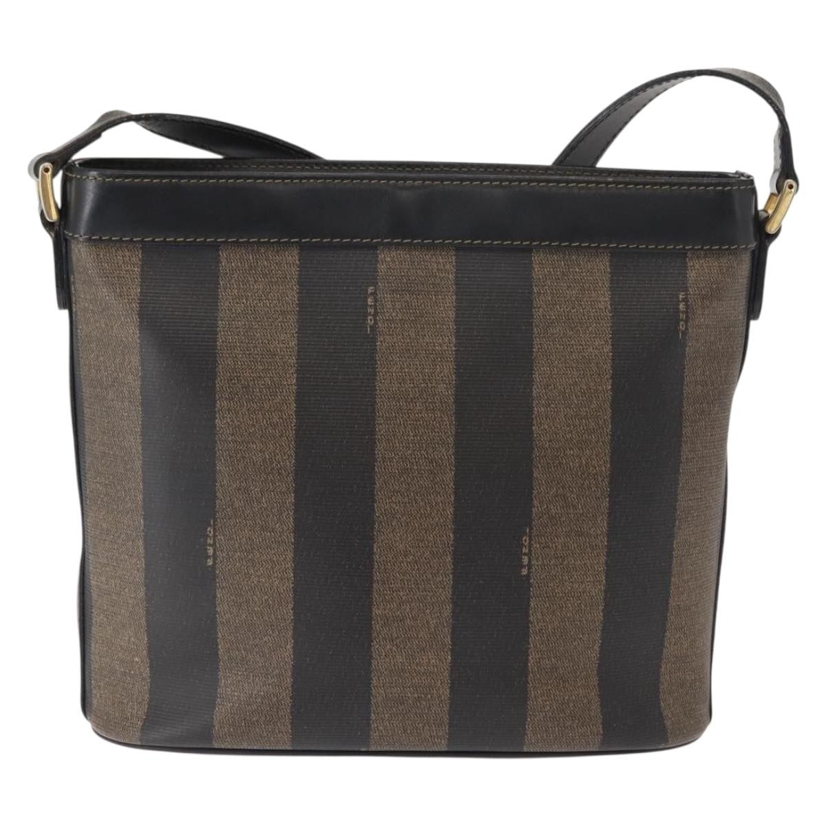 Fendi Pequin Shoulder Bag Canvas, BROWN, PVC, Shoulder bag