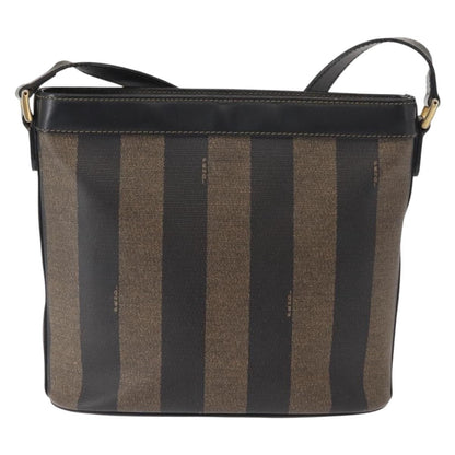 Fendi Pequin Shoulder Bag Canvas, BROWN, PVC, Shoulder bag