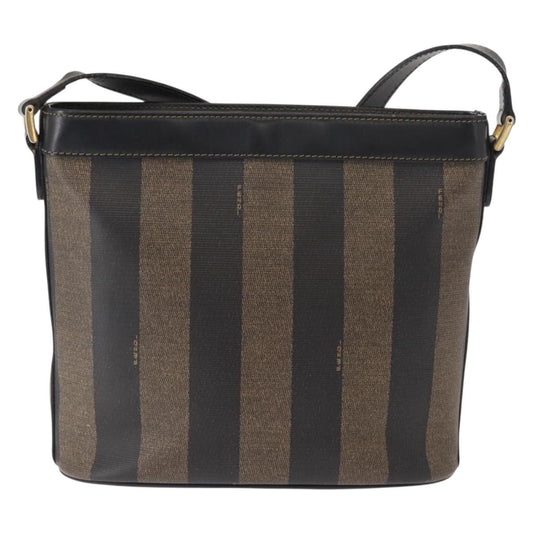 Fendi Pequin Shoulder Bag Canvas, BROWN, PVC, Shoulder bag