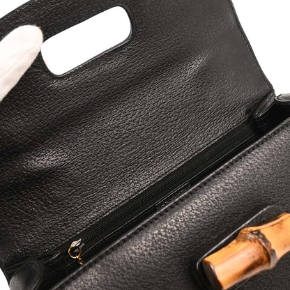 Gucci Vintage Convertible Top Handle Bag Leather, BLACK, LEATHER, Handbag